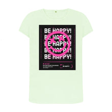 Load image into Gallery viewer, Be happy Graphic T Shirt from Pink Runway. Pastel Green t shirt with the writing Be Happy on it and pink smiley graffiti face..
